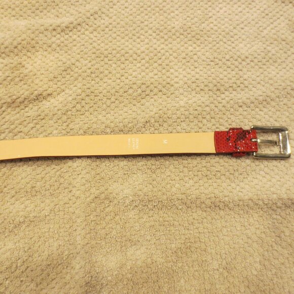 Express Women's Italian Leather Belt - Snake Skin - Skinny Width -Red/Blk-Medium - Picture 6 of 8